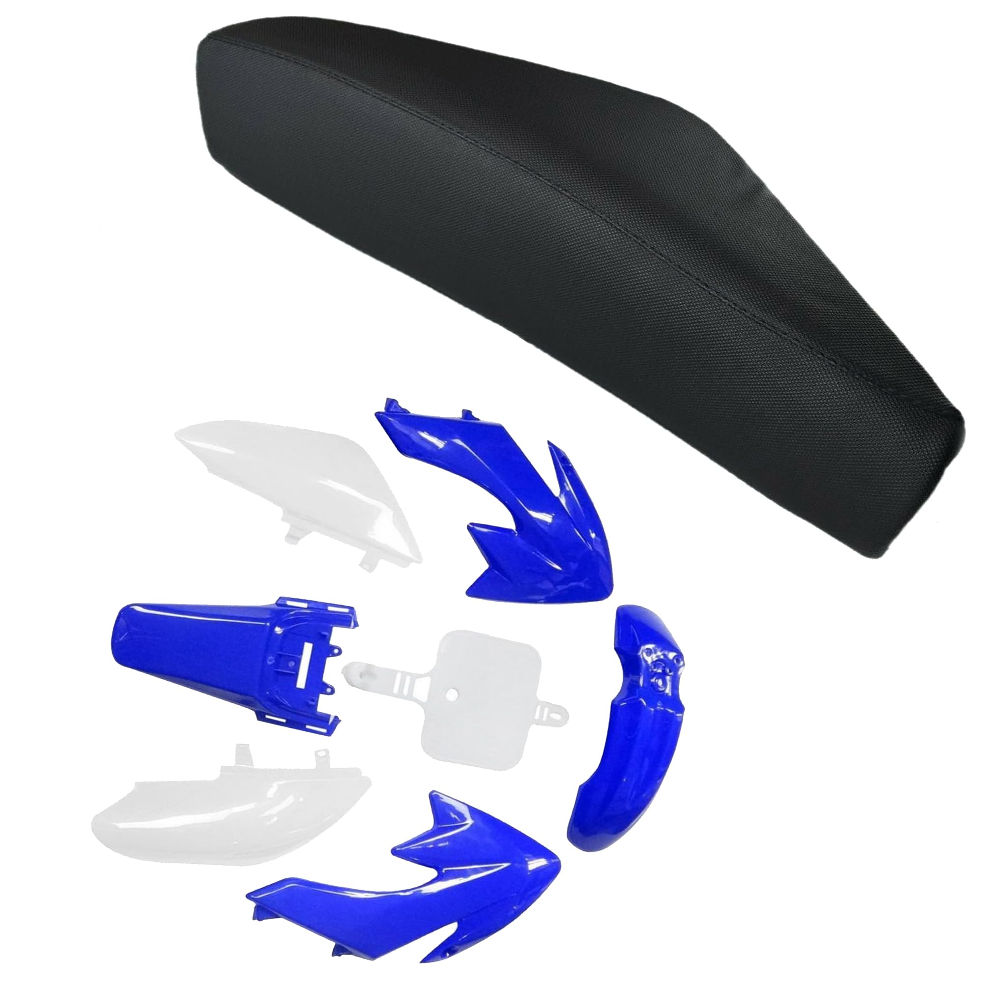 CRF50 XR50 Dirt Pit Bike Plastic Fender Fairing Kit with Black Tall Seat for 50cc 70cc 110cc 125cc SSR Taotao DB14 Baja DR49 SDG Pitster Pro Coolster Mini Off-Road Motorcycle (Blue)