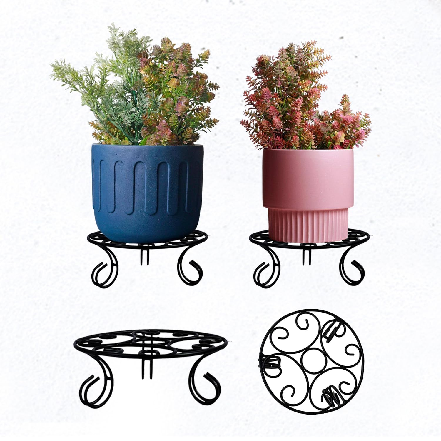 CINAGRO 9.84-Inch Square Metal Planters/Gamla Stand, Pack of -9