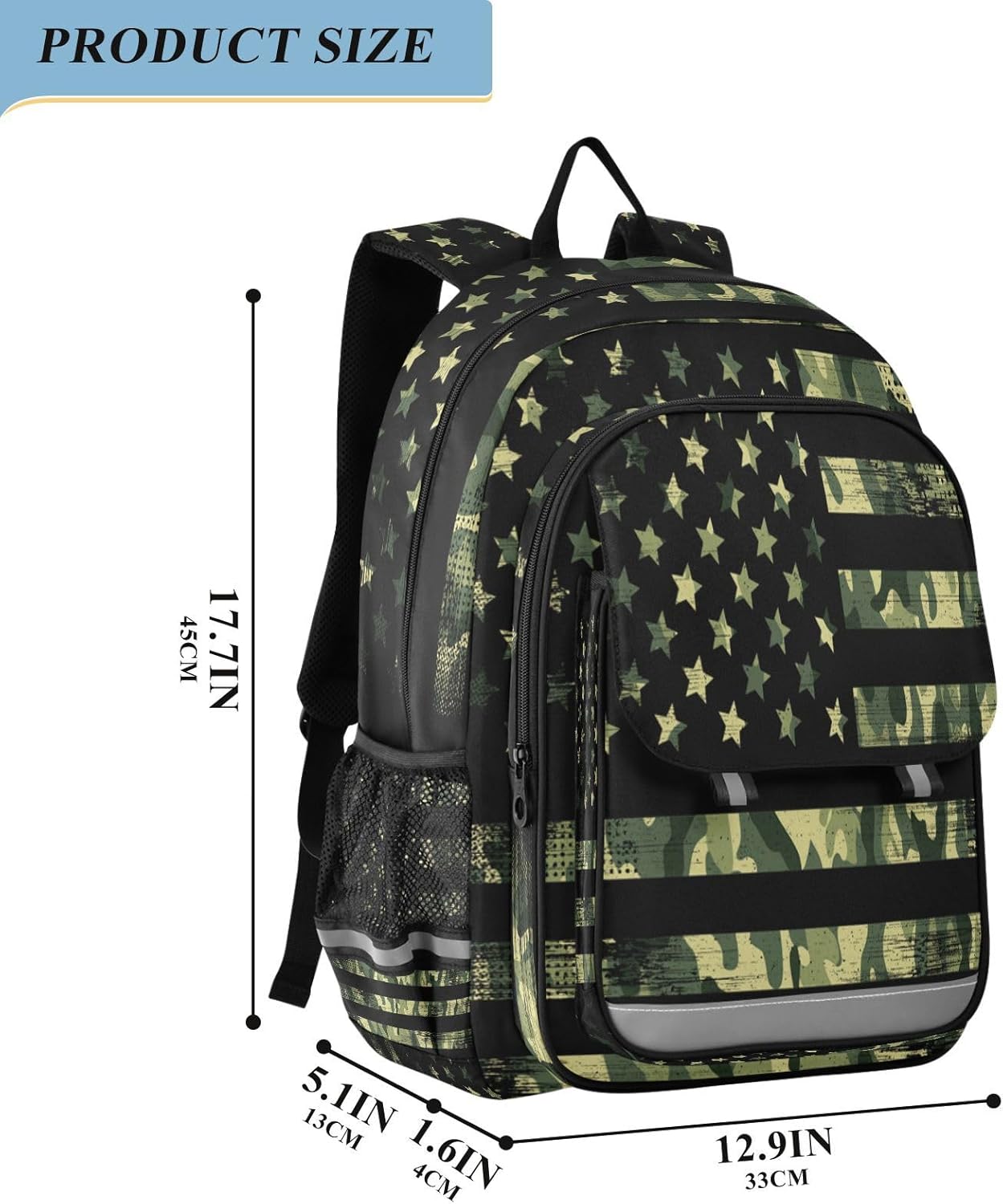 ALAZA Camouflage Grunge American Flag School Backpacks Travel Laptop Bag Kids Bookbag for Girls Boys Teens Women Men