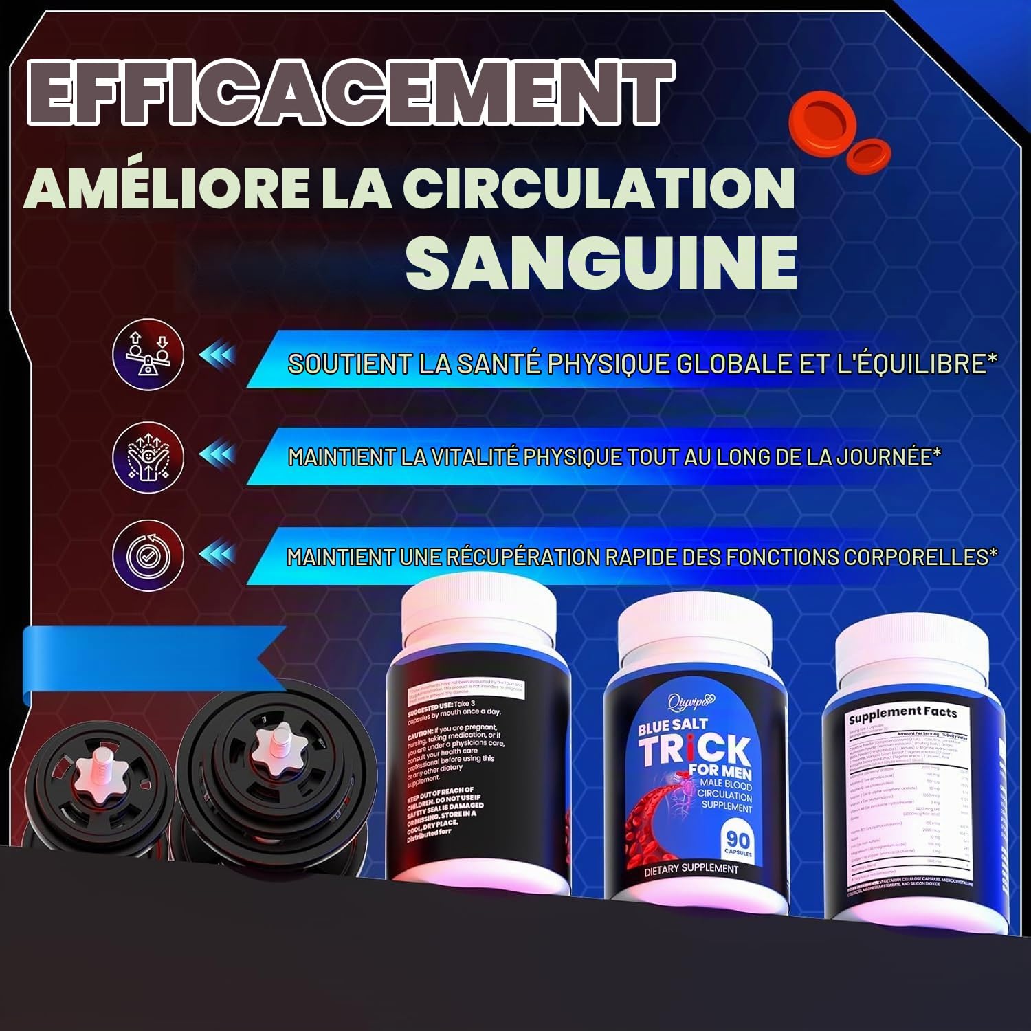 Générique Capsule de sel Bleu - Tricot de sel Bleu pour l'amélioration des Hommes, Les vitamines, Les minéraux et Les acides aminés, aidant à Soutenir l'énergie, la clarté mentale et la vitalité,Blue