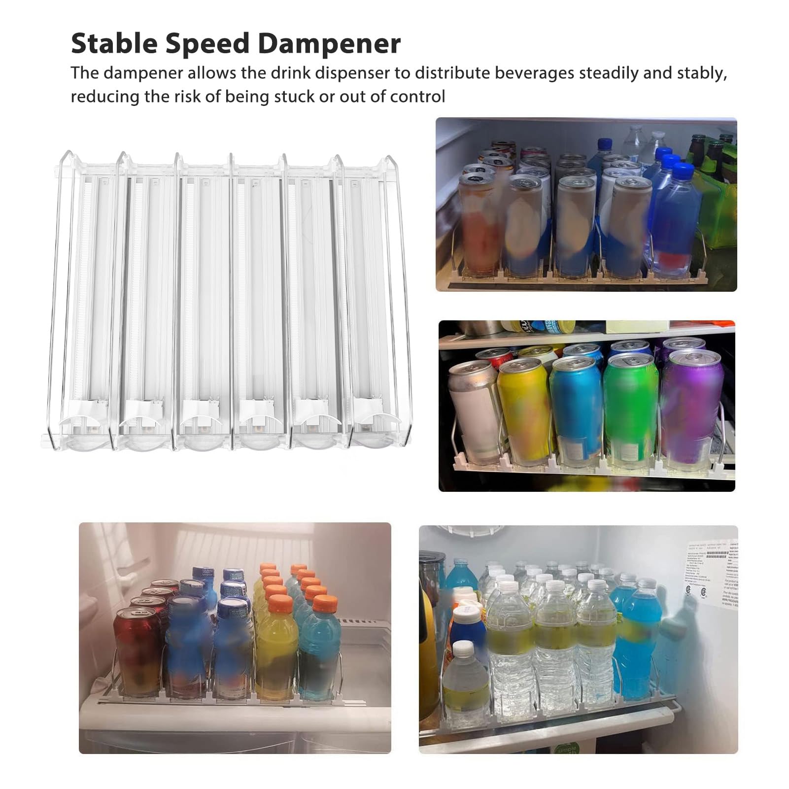 Organizador de Bebidas para Nevera, Dispensador Automático de Latas de Refresco, Soporte Ajustable para Latas de Refresco, Organización de Bebidas (WHITE)