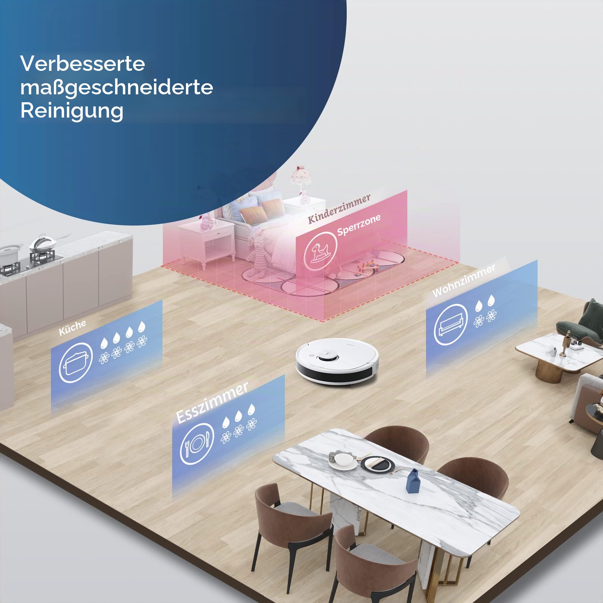 ECOVACS DEEBOT N8+ Saugroboter mit Wischfunktion 2300Pa (2,5L Absaugstation, dToF Lasernavigation, Teppicherkennung, Raumreinigungsplan, Kartierung mehrerer Etagen) für Tierhaare Teppich Hartboden