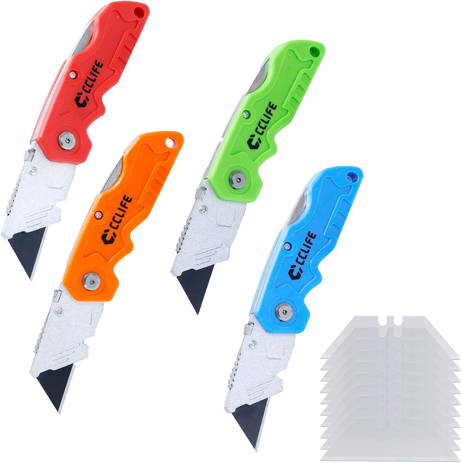 CCLIFE Cutter Knife 4-Piece with 40 Replacement Blades and Safety Lock