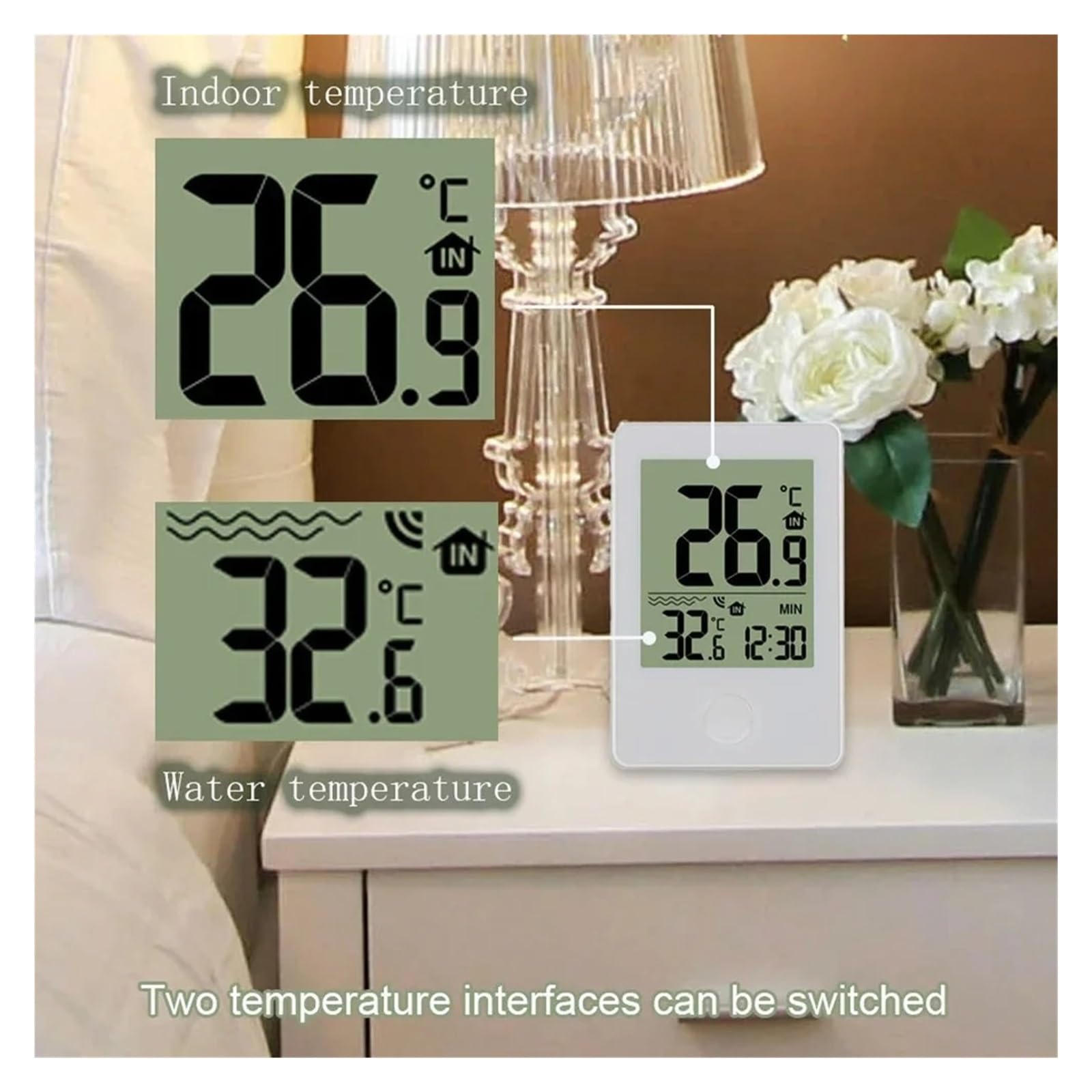 Wassertemperatur Thermometer Schwimmendes Digitales Poolthermometer, Kabelloses Outdoor-Poolthermometer, Schwimmbad, Badewasser, Spas, Aquarien, Fernbedienung, Zeituhr