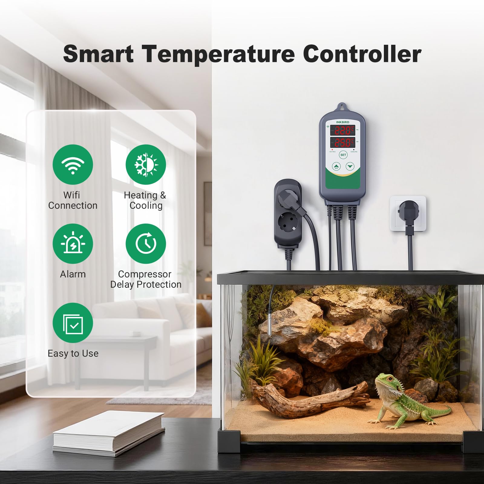 Inkbird ITC-308-WIFI Termostat chłodzenia ogrzewania, kontroler temperatury gniazda za pomocą aplikacji