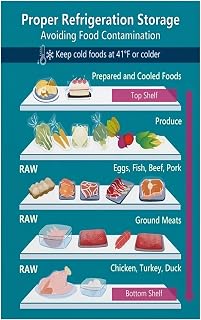 Refrigerator Food Storage Guide Poster Food Safety Chart Organization Infographic Canvas Wall Art for Kitchen Restaurant Home Decor Commercial Use(Unframed,12x18inch(30x45cm))
