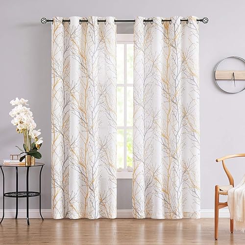Fmfunctex - Cortinas semitransparentes con estampado de árbol
