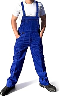 Arbeitslatzhose – Robuste Arbeitshose mit Trägern, strapazierfähige Latzhose mit vielen Taschen für Baustelle, Werkstatt, Garten