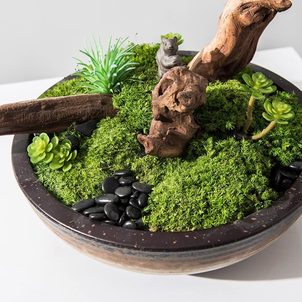 Bonsaï Artificiel Artificielle Vert Plante Bonsaï Simulation Arbre Potoudin Cadeau Salle de thé Porche Hall Desktop Ornements Bureau 8,6 Pouces Faux Arbre D'intérieur