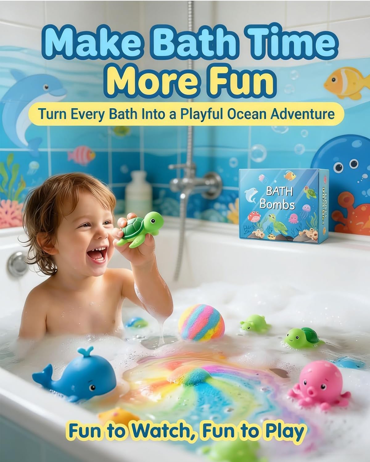 Natural Bath Bombs for Kids with Toys Inside,12 Pack Hidden Ocean Animals Surprise Fizzies Egg,Sea Salt Color Changing Bubble Spa Balls,Easter Basket Stuffer Gift Set for Girls Boys (12PCS)
