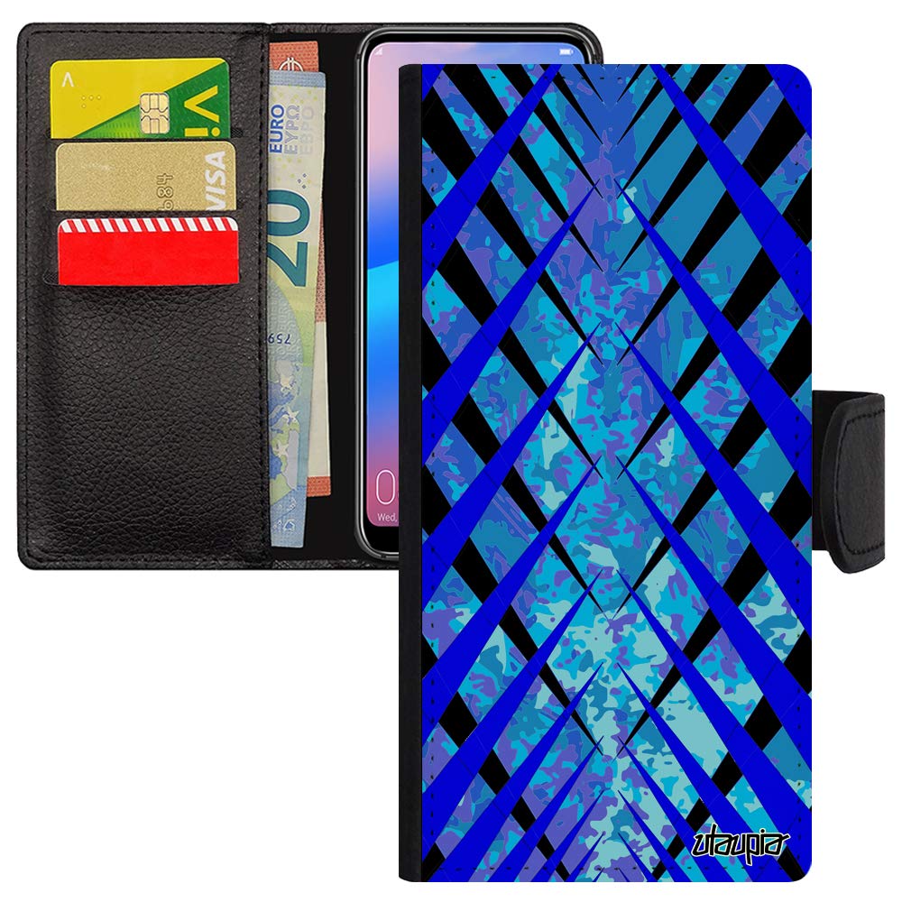 Coque rabat Xiaomi Redmi Note 9 Pro design géométrique chic texture bleu - 3
