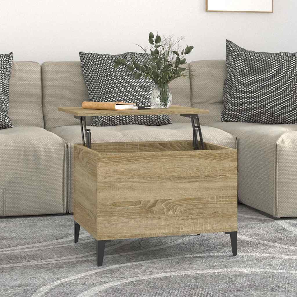 vidaXL Mesa de Centro Madera contrachapada Roble Sonoma 60x44,5x45 cm