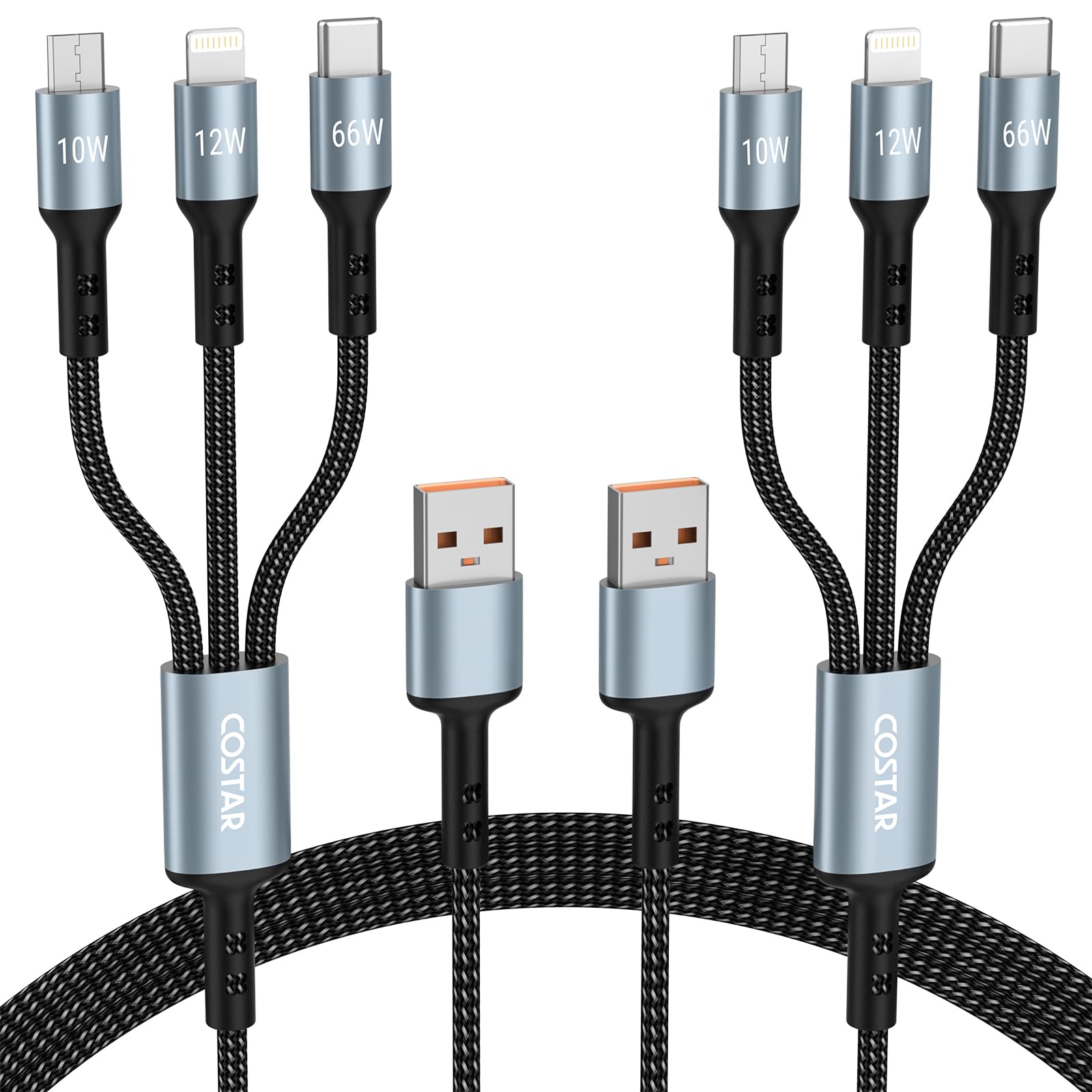 COSTAR 2 Pack 60W 3-in-1 Multi Fast Charging Cable – 3A Nylon Braided 1.5M Cable with Type-C & Micro USB for iPhone, iPad, Samsung, OnePlus, Xiaomi, Oppo, Vivo, Android & Car Charging-picture-23