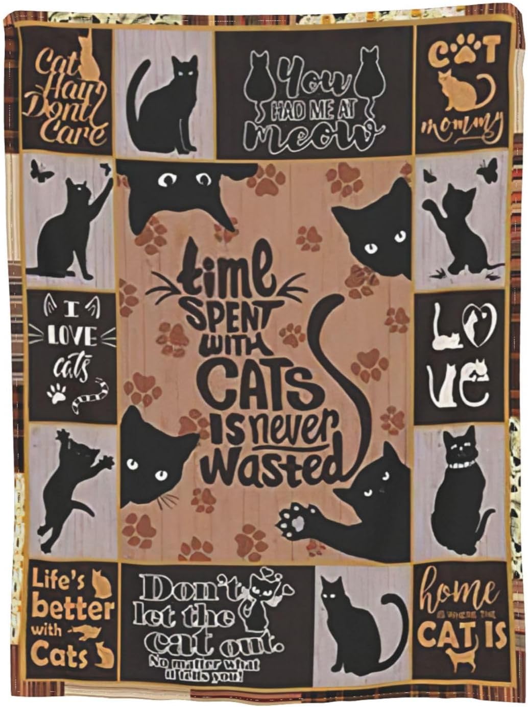 Black Cat Blanket Cute Cat Animal Decor Throw Blanket Cat Gifts for Girls Boys Super Warm Soft Plush Lightweight Fleece Flannel Blanket Winter Couch Sofa Bedding Blanket for Adults Women 50"X40"