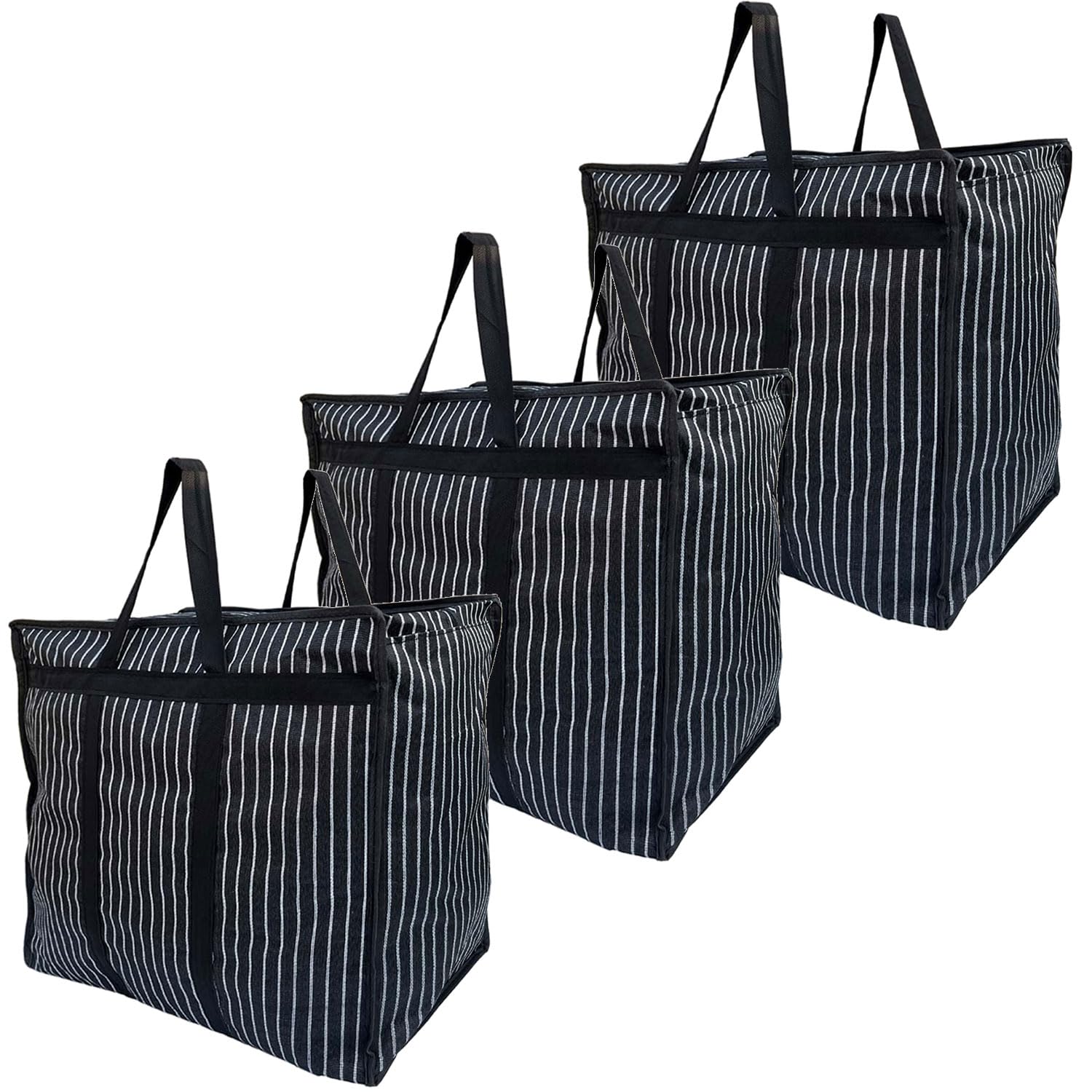 Multipurpose Extra Large Big Bag Heavy Duty Storage Organizer Reusable Canvas Shopper Bag with Strong Handles and zipper storage bag (PACK OF 2)