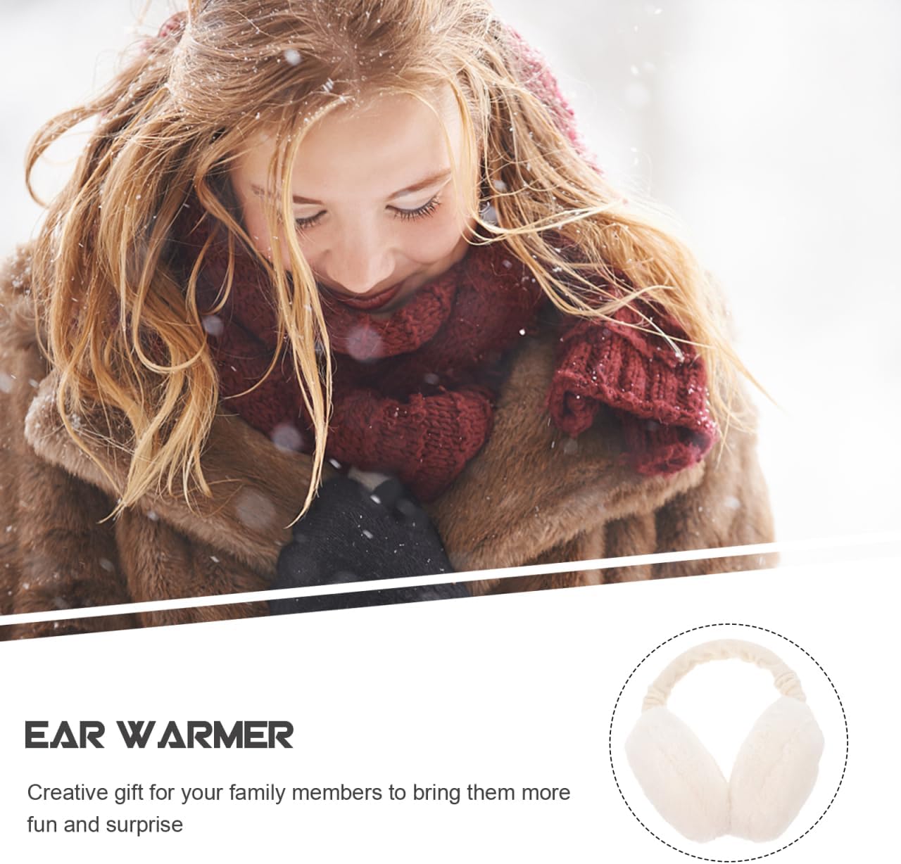 Ciieeo Winter Ear Covers Adjustable Plush Earmuffs Soft Warm Ear Warmers for Women Girls Outdoor Cold Weather Accessory 7.08X6.69X4.33 Inches - Image 6