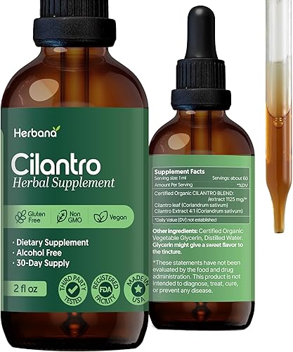 Extracto líquido de hoja de cilantro  Gotas orgánicas de cilantro sativum para limpieza corporal y desintoxicación  Suplemento de tintura de hierbas