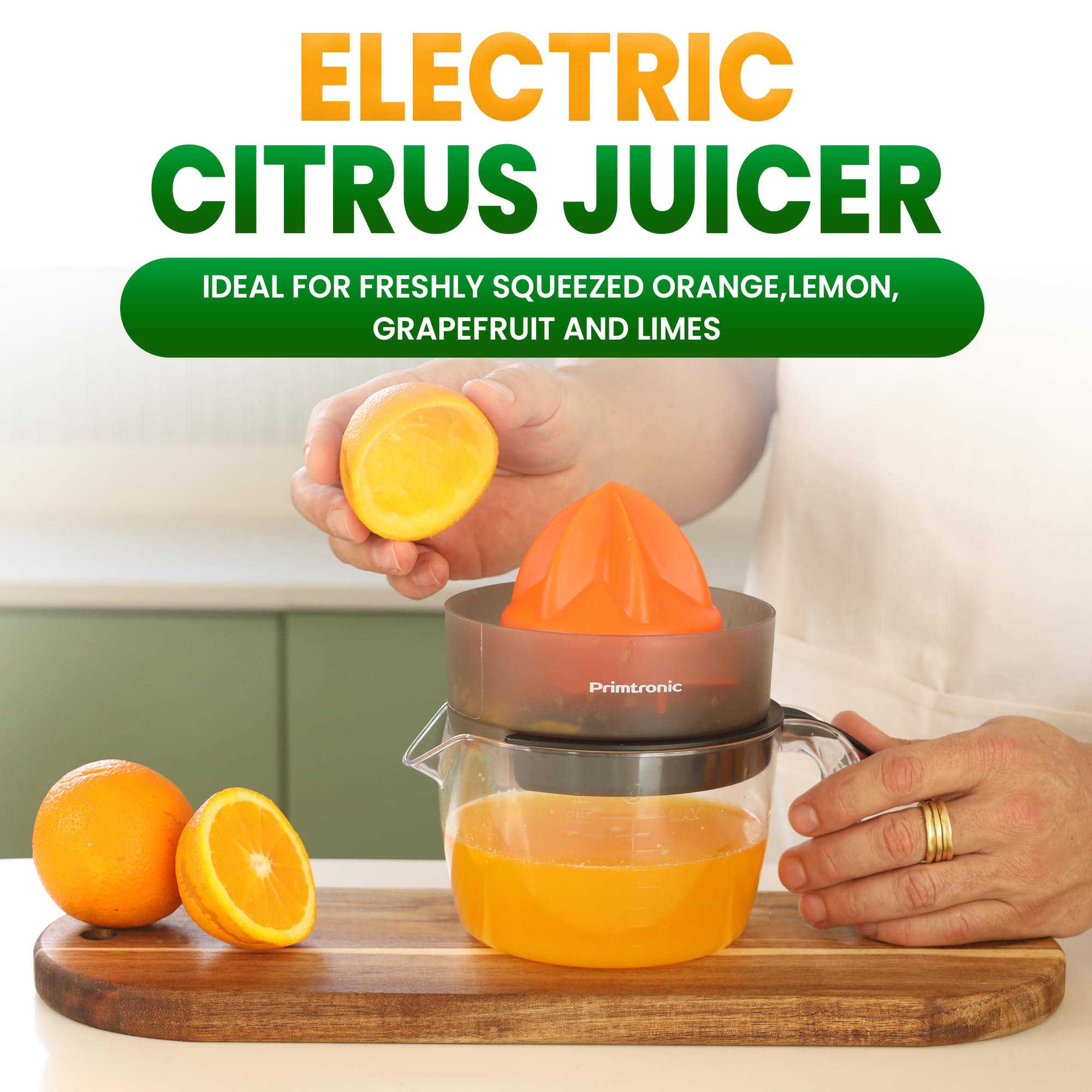 Exprimidor de cítricos, exprimidor de naranja, exprimidor de limón, 3 tazas de 24 onzas, eléctrico con cable, rotación automática a presión, adecuado para naranjas y limones, con un pequeño 4
