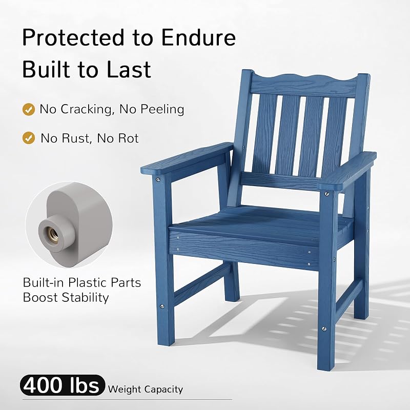 Stoog Patio Dining Chair, All Weather Outdoor Chair, 400 lbs Capacity, Blue image 4