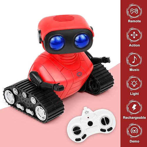 Miniatura 4 de BOMPOW Robot juguete, robot de control remoto con ojos LED y brazos flexibles, para caminar y bailar niños a partir de 3 años, juguetes educativos