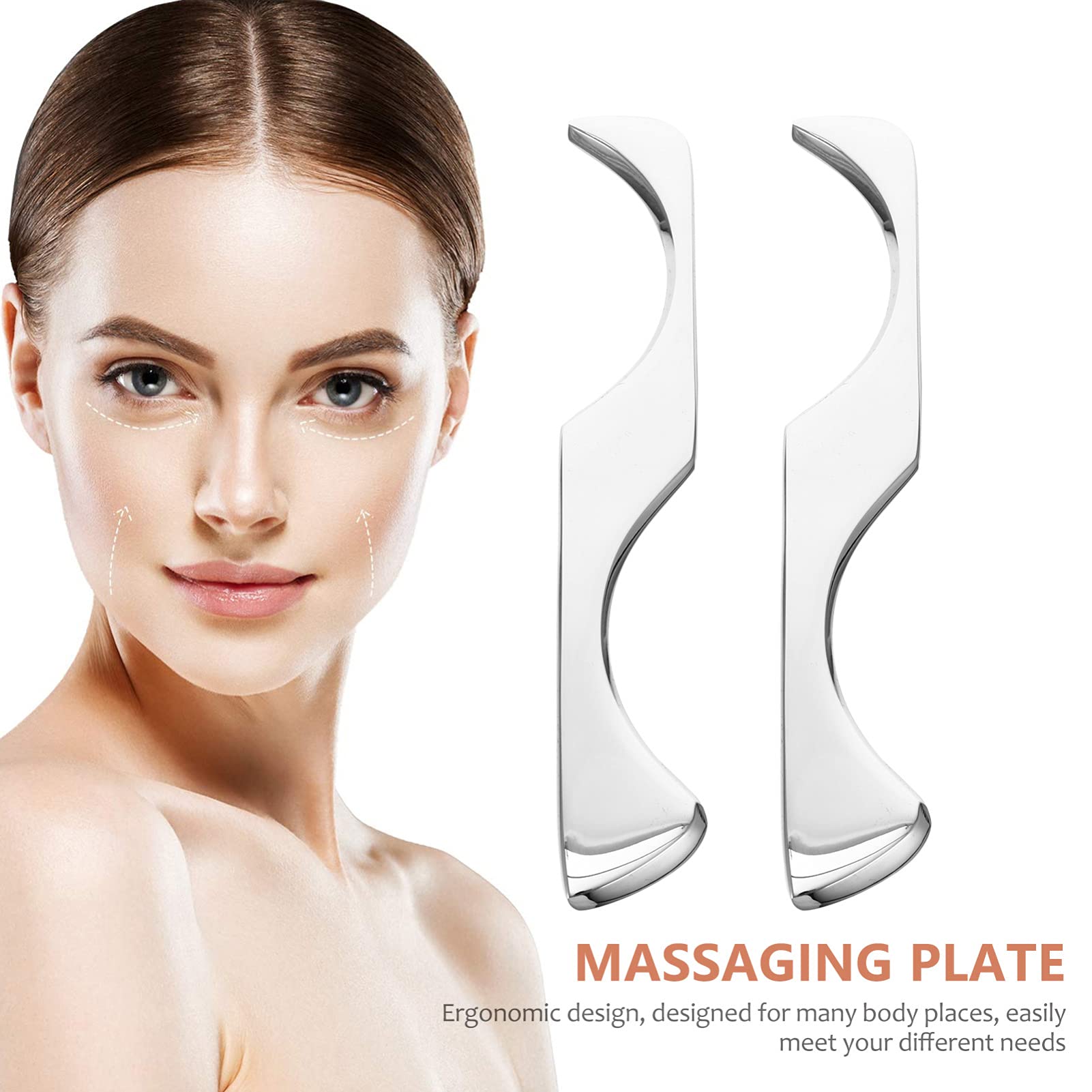 FRCOLOR 2 Herramientas De Masaje De De Acero Inoxidable Masajeador Facial Raspador De Tejido Blando Herramienta De Masaje De Espalda Placa De Masaje Facial Herramienta De