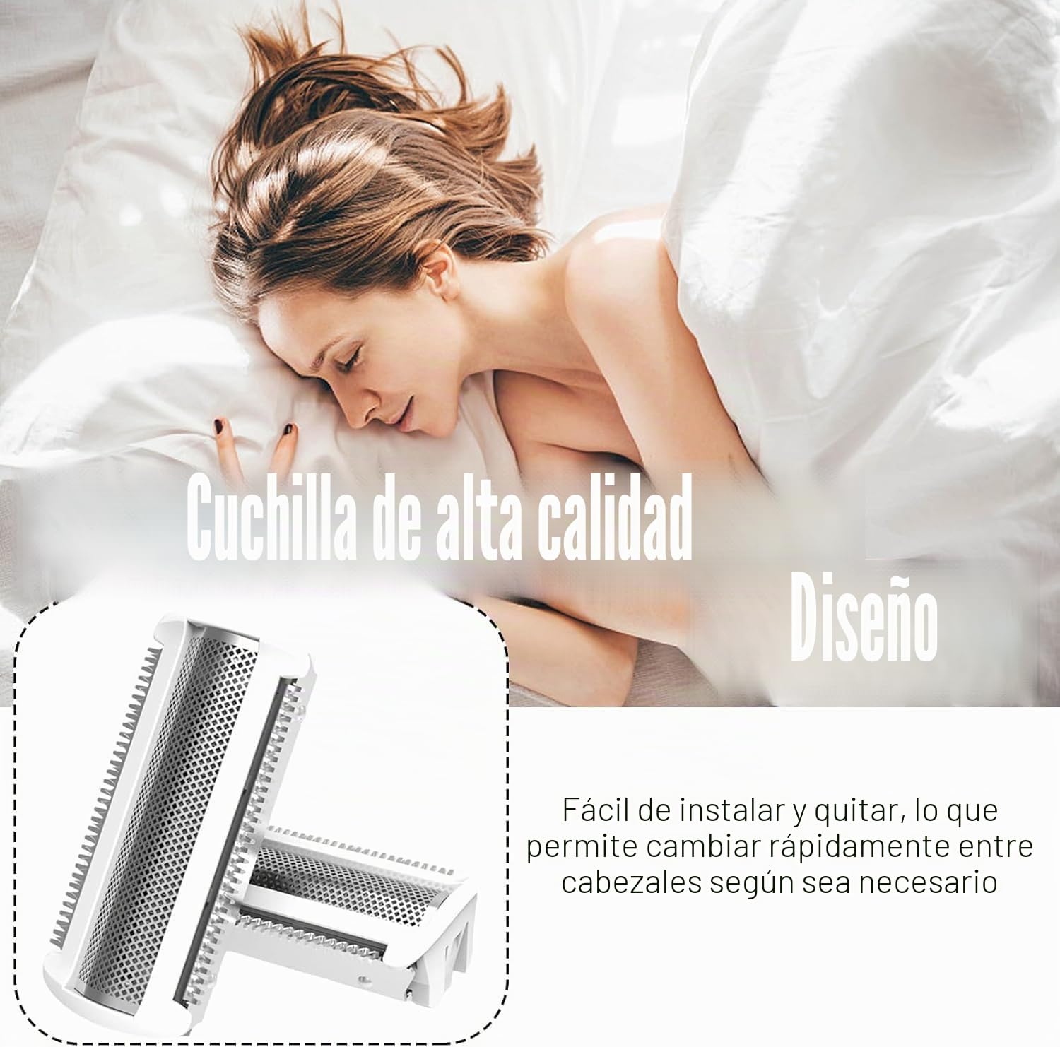 Cabezal de repuesto para afeitadora eléctrica de mujer con hoja de lámina, cabezal de una hoja de repuesto, recortador de acero inoxidable para afeitadora eléctrica de mujer para uso húmedo y seco