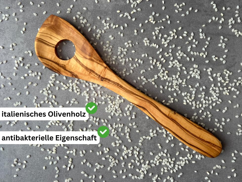 KitchGrill® Olivenholz Kochbesteck-Set | Kochlöffel, Pfannenwender & Risottolöffel | Handgefertigt In Deutschland, Kratzfrei & Hygienisch