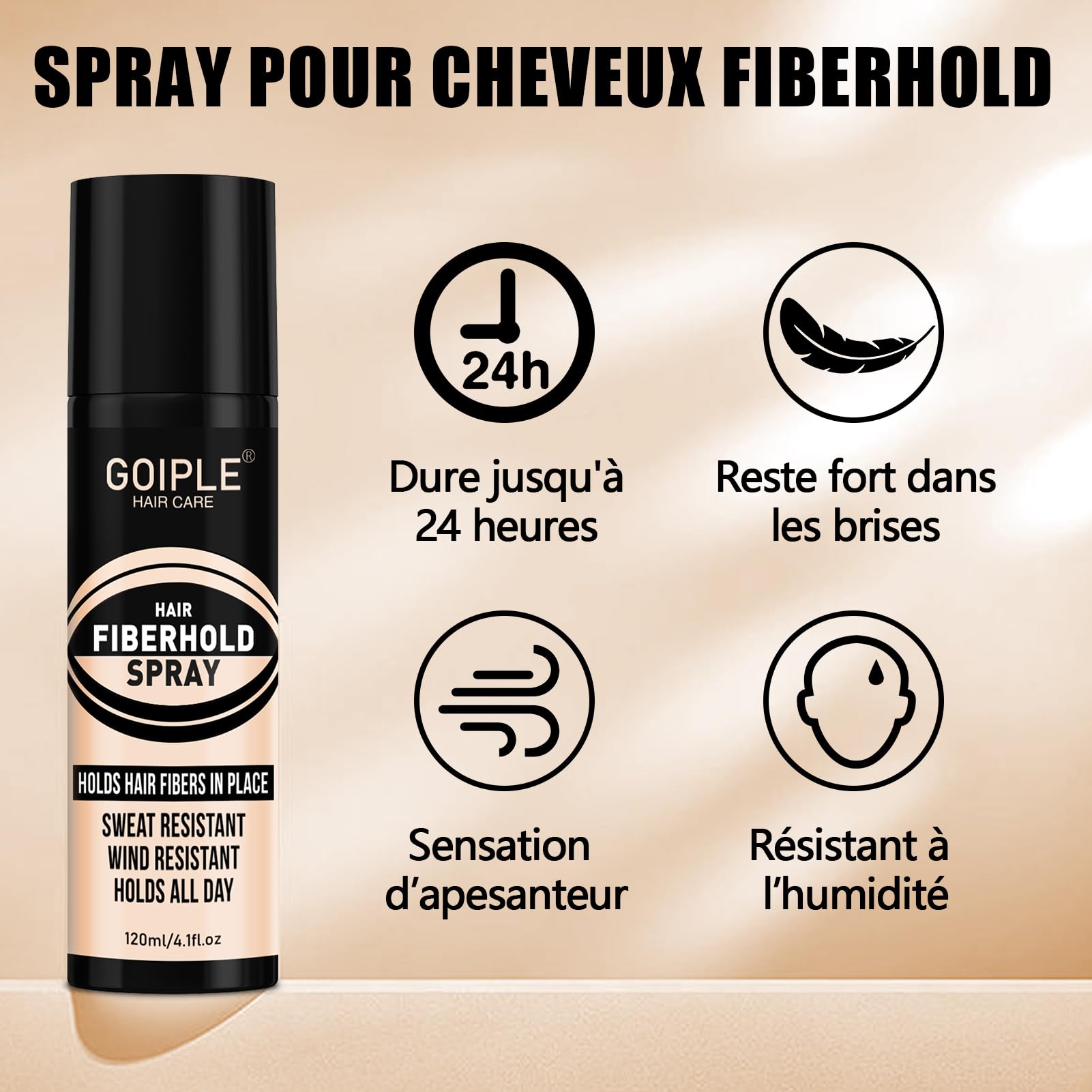 Fibre Capillaire Noir, Fibres Capillaires avec Applicateur en Spray, poudre densifiante cheveux homme pour Augmente le Volume & Carte d’amélioration du barbier(Noir)