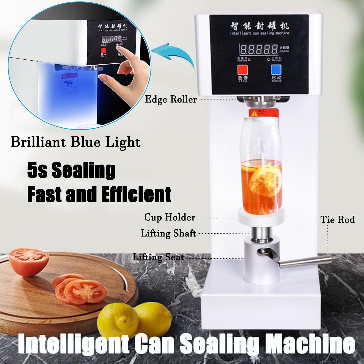 Macchina sigillatrice automatica per lattine, sigillatrice elettrica per bicchieri da 180 W con contatore intelligente per casa e attività commerciali