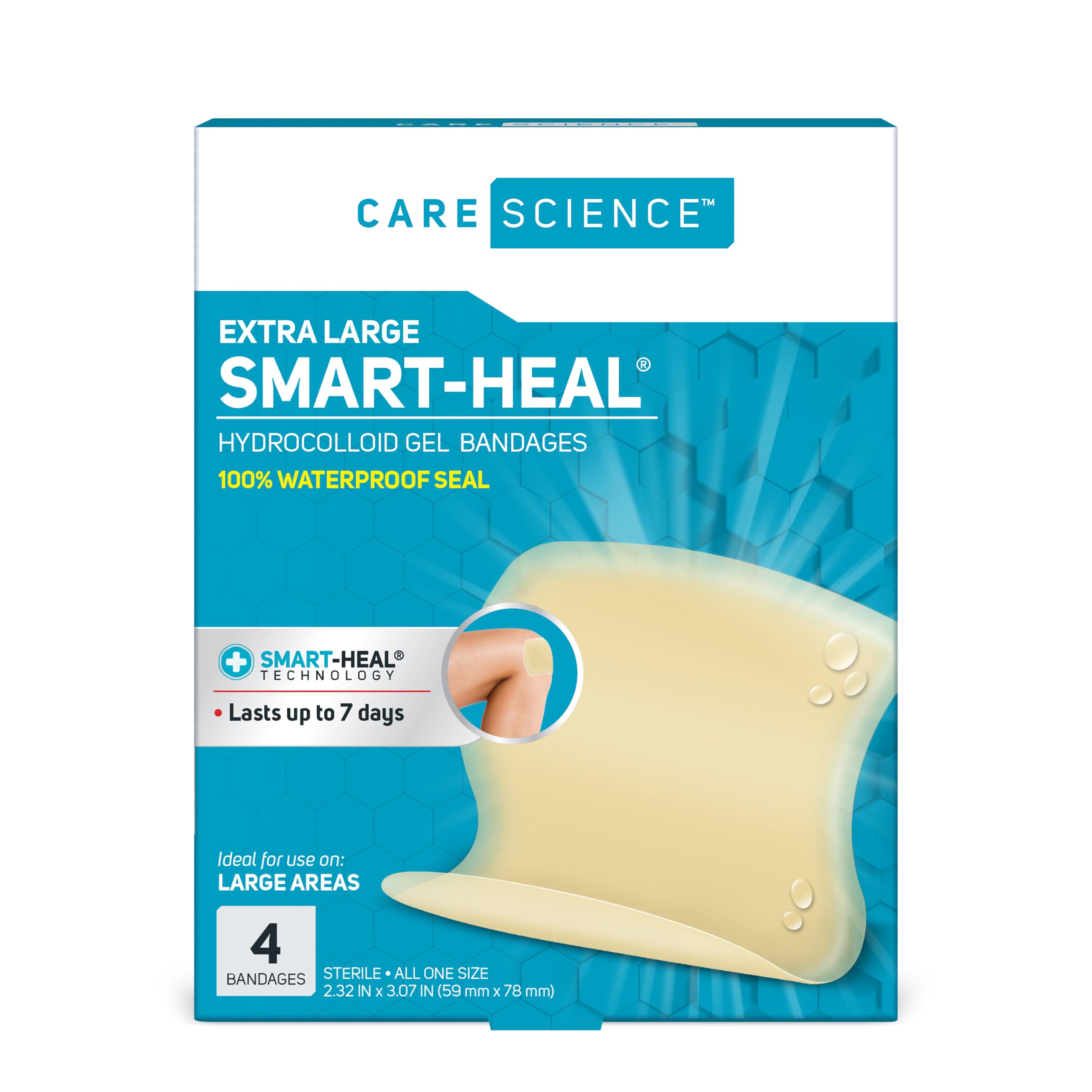 Smart Heal Hydrocolloid, Large, 2.3 in x 3 in, 4CT