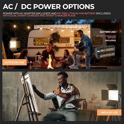 Miniatura 3 de 800D 40W Bi-Color RGB Studio Soft LED Panel 3-Light Kit, Bundle with Green Extreme NP-F550 Lithium-Ion Battery, Dual Smart Charger, Smart Charger