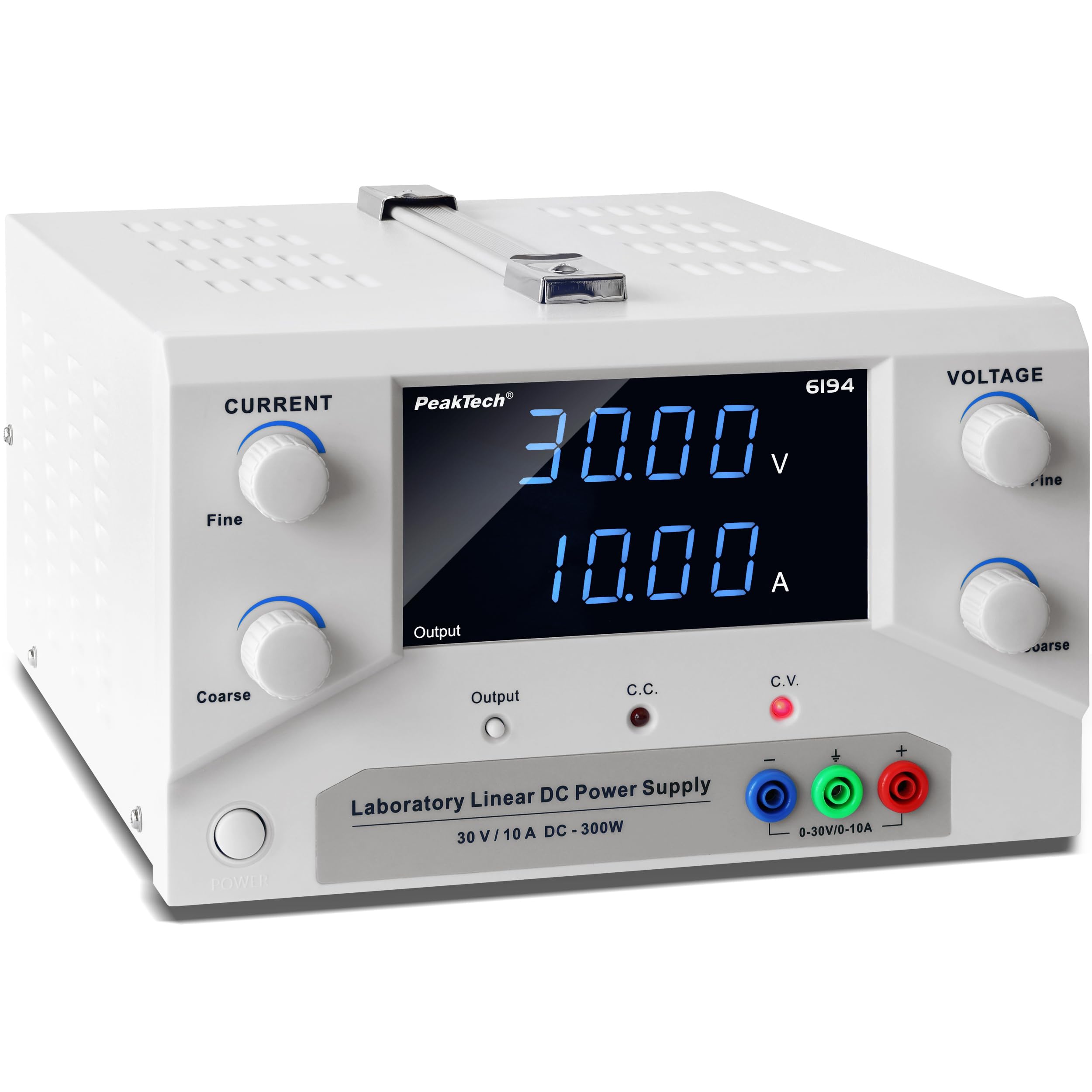 PeakTech 6194 - Alimentatore da laboratorio 0-30V / 0-10A DC SELV lineare alimentatore con trasformatore di separazione, alimentatore di rete da laboratorio
