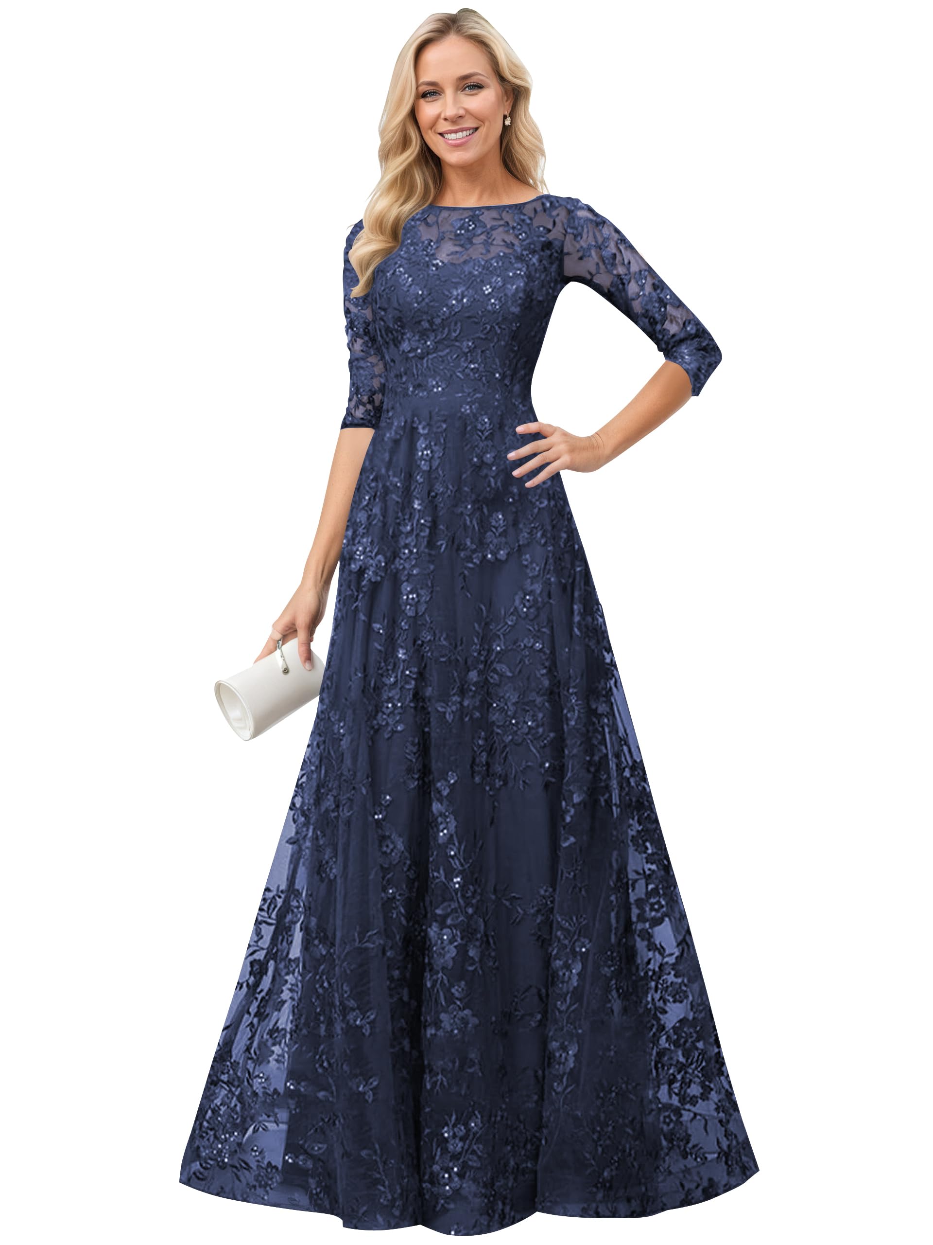 Womens Sparkly Sequin Mother of The Bride Dresses 2025 Glitter Long Sleeve Formal Dresses Evening Gowns