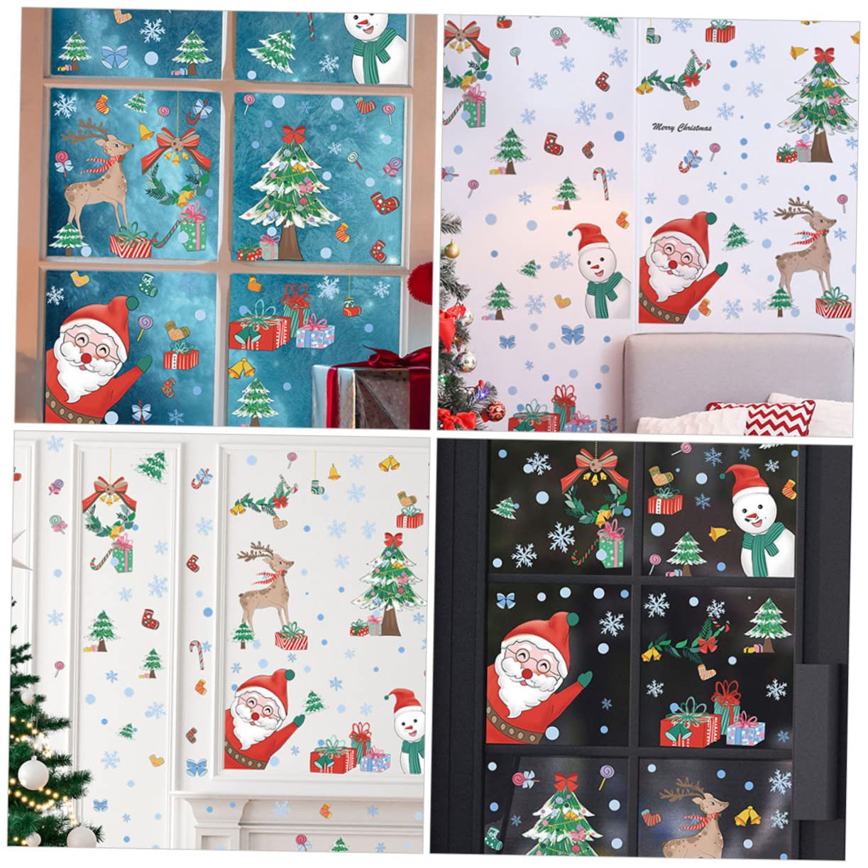 TOPBATHY 30 Hojas Pegatinas Navideñas Para Ventanas Calcomanías De Ventanas De Renos Pegatinas En Las Ventanas Calcomanías De Ventana De Papá Noel Decoración Navideña De Polivinilo