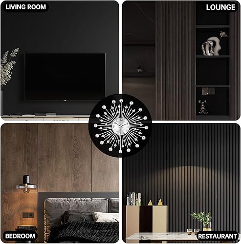 Miniatura 4 de Reloj de pared grande para decoración de sala de estar, sin tictac, silencioso, de metal, reloj de cuarzo, esfera moderna, con diamantes grandes,