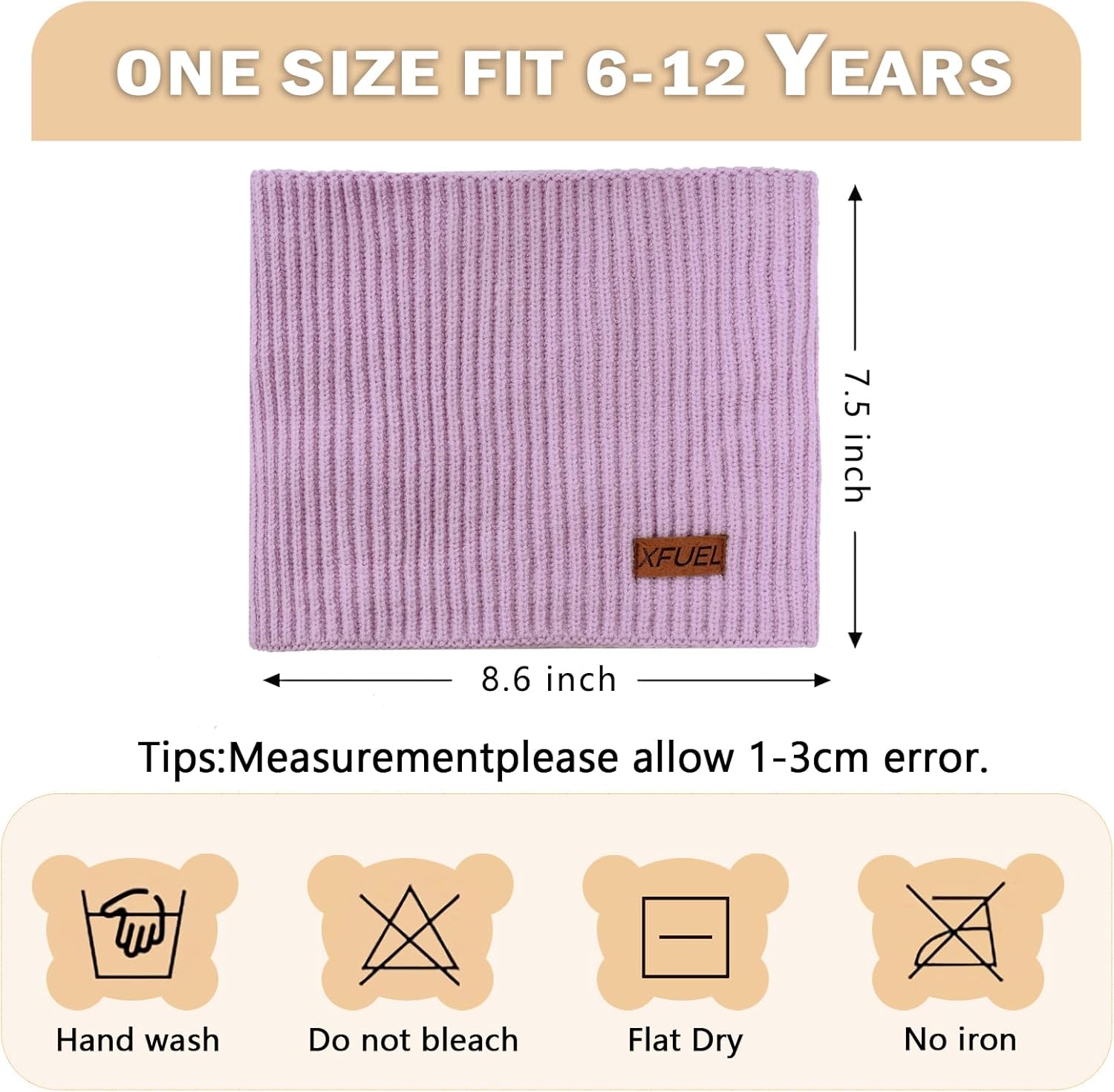 Kids Neck Warmer, 2 Pack, Knitted Winter Neck Gaiter, Fleece Lined Infinity Scarf for Boys Girls - Image 3