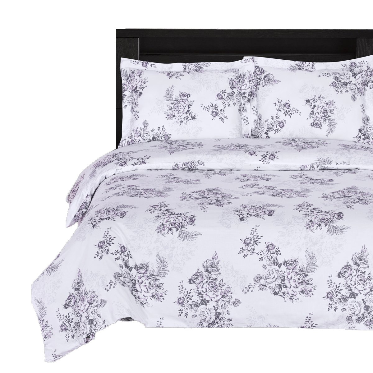 7-PCS California King Size Bally Floral Print- Includes 100% Cotton 4pc Sheet Set+ 100% Cotton 3pc D