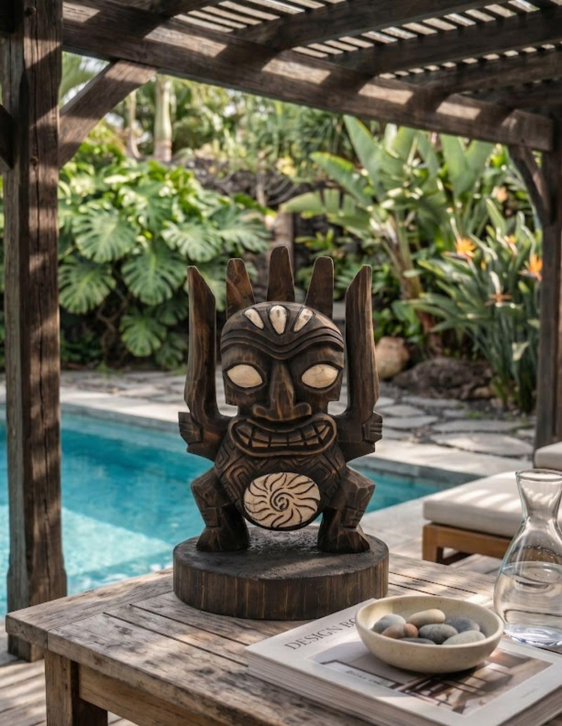 Villa Mestiza Tótem Tribal Koh Mak Escultura de Madera 35cm | Inspiración Maorí