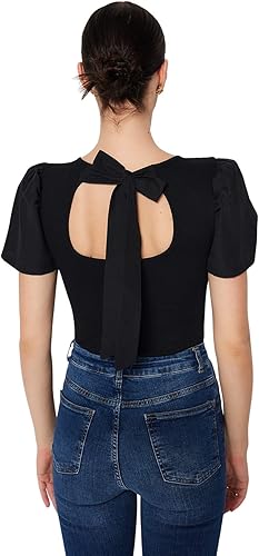 Body Donna In Maglia Sottile Trendyol - Tinta Unita, Senza Maniche, Colletto Asimmetrico - Foto 3