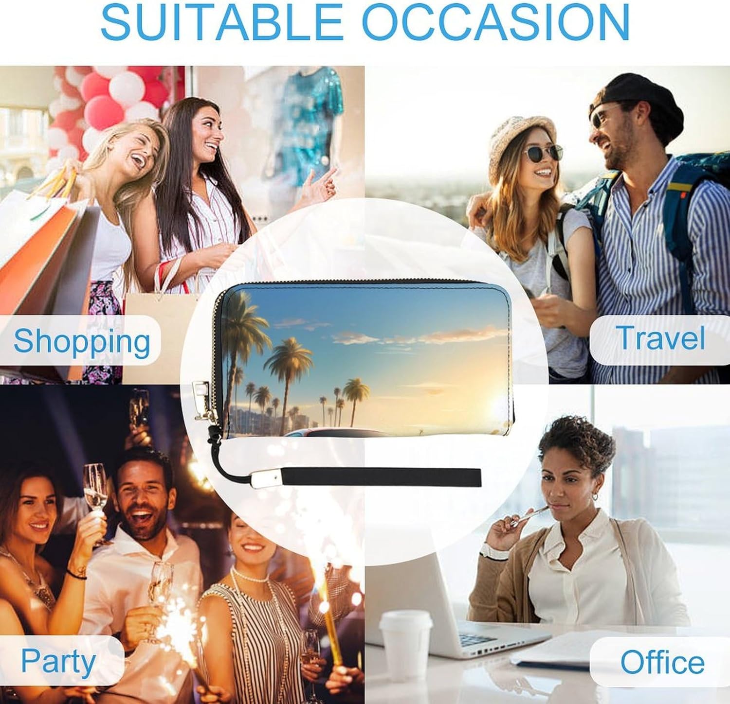 Sport Car Beach Sunset Women's Wristlet Wallet RFID Blocking Long Clutch Travel Credit Card Holder for Men