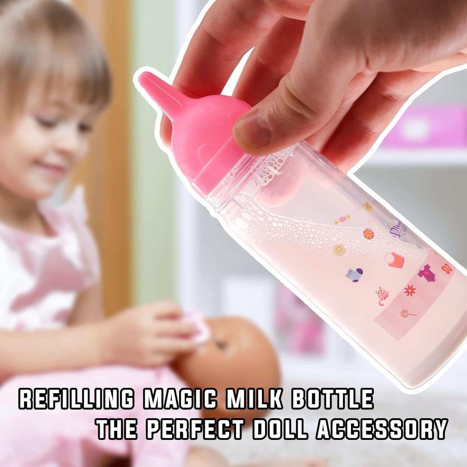 Biberon Magico per Bambole Biberon Latte Giocattolo Accessori per Bambole Mamme per Bambini Biberone Giocattolo con Latte Magico Bottiglie Poppatoio Tettarella per Bambolotti (a)