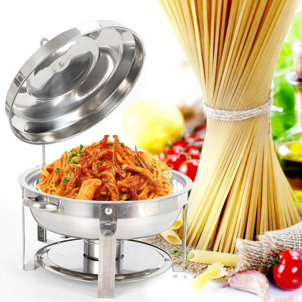 Vassoio rotondo a buffet da 7,5 litri, in acciaio inox, scalda cibo a buffet banchetto