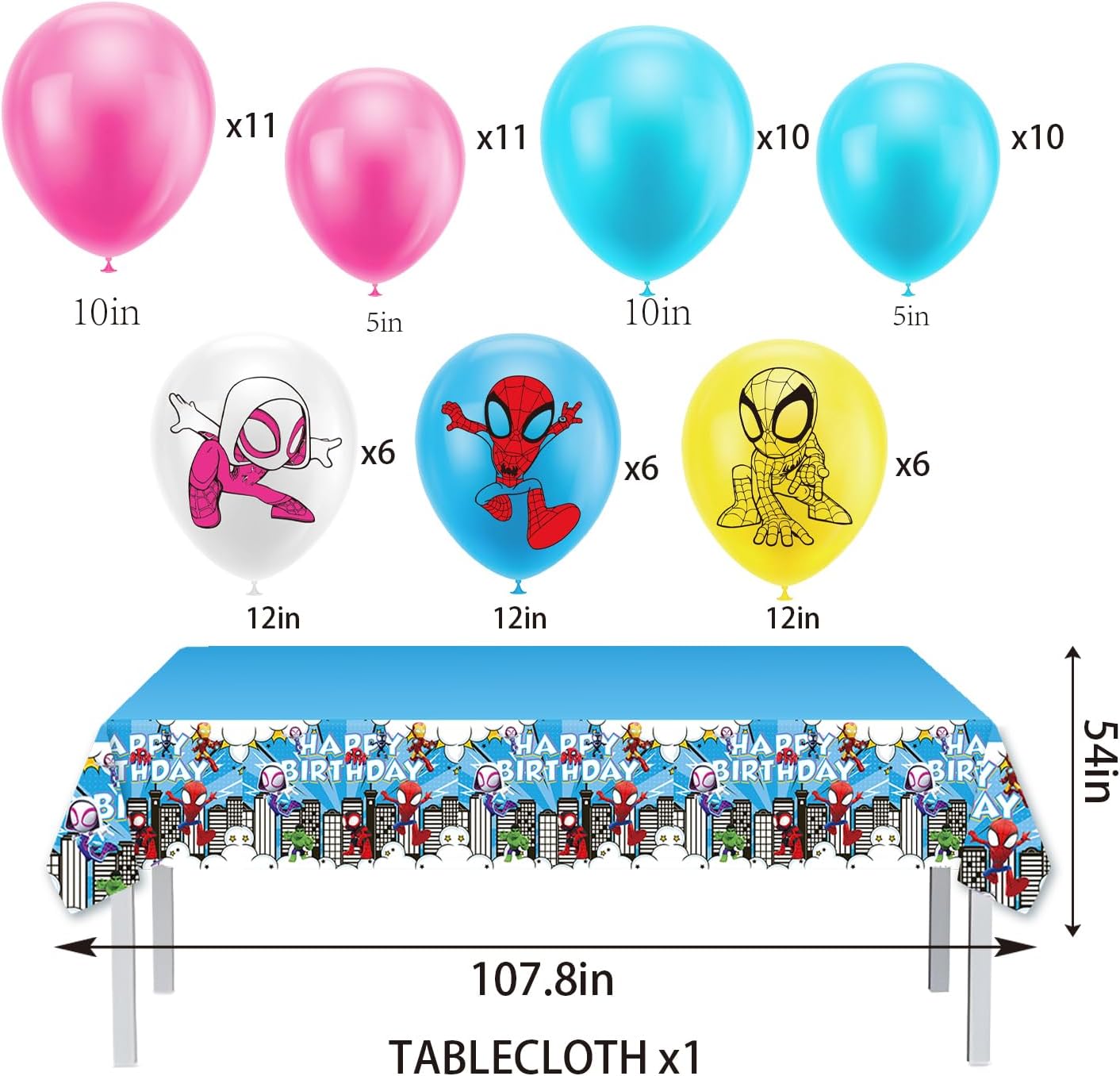 82-Piece Superhero City Defender Party Decorations Set — Complete Boys and Girls Hero Birthday Supplies with Balloon Arch Kit, Backdrop and Tablecloth