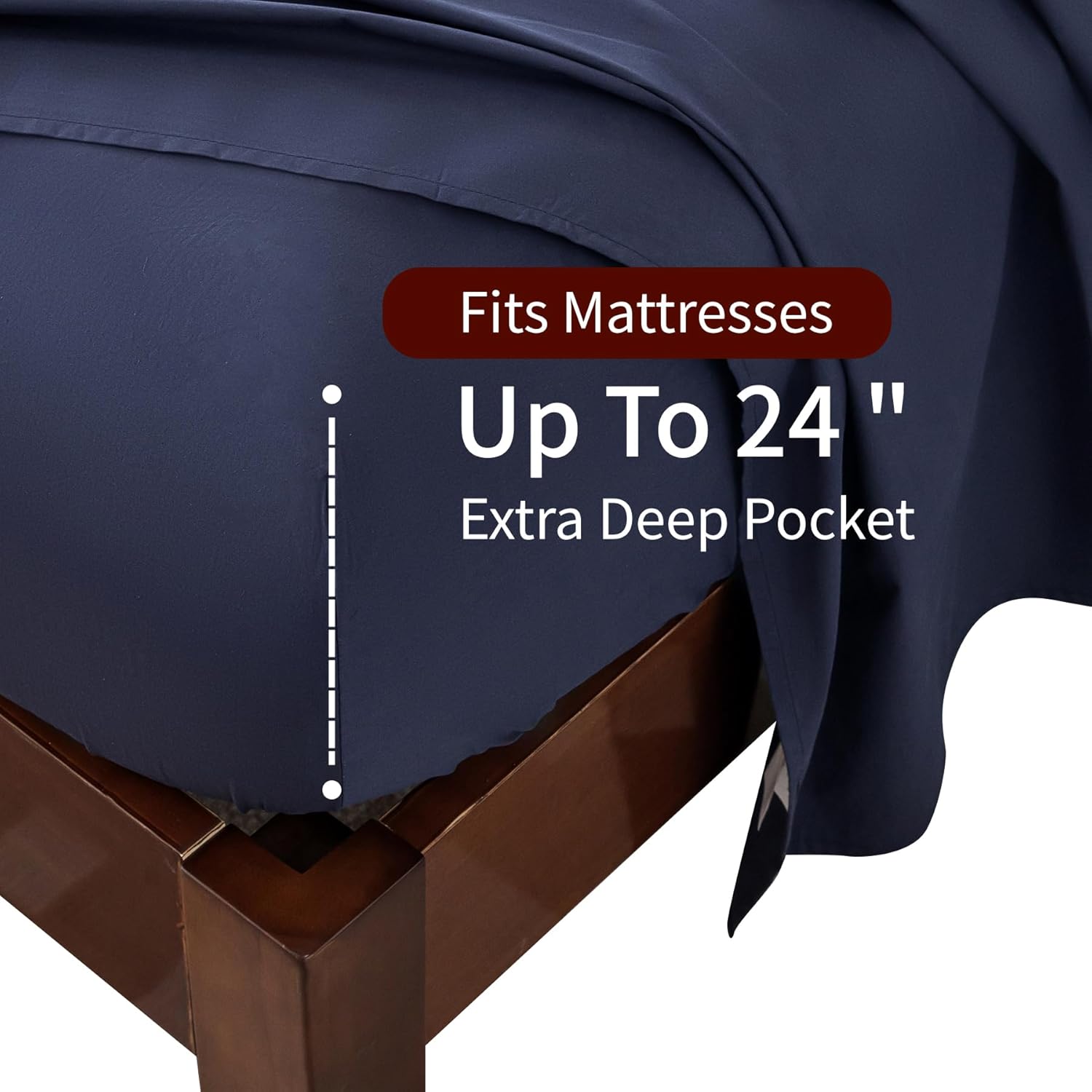 100% Cotton Sheets Cal King Size Sheets Deep Pocket Fits 18"-24" Mattress Luxury Soft Breathable Cooling Navy Blue Cotton Cal King Sheet Set 4 Pieces Cotton Bed Sheets