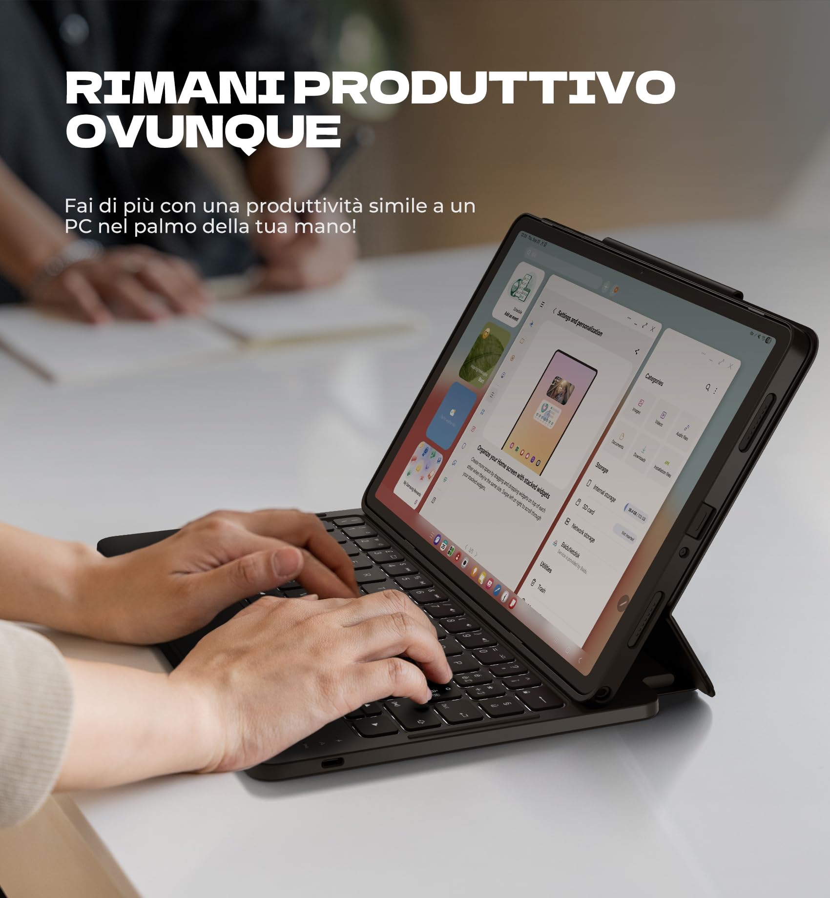 Dexnor Funda con Teclado para Samsung Galaxy Tab A9+ 2023 11 Pulgadas, Español Ñ Teclado con Ultrafino Desmontable, Trackpad Multitáctil, Retroiluminación, Funda Protectora con Portalápices, Negro