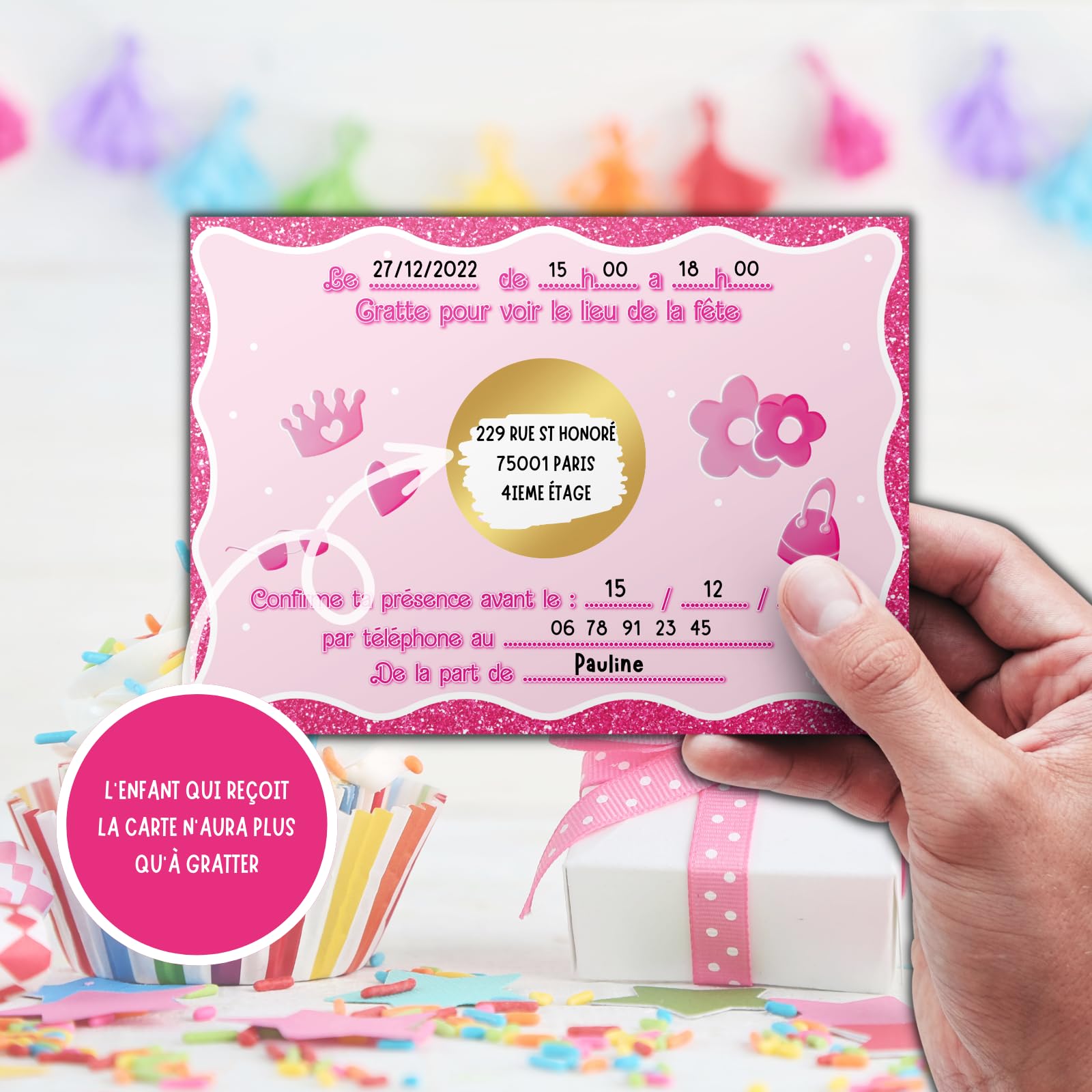 Kit Invitations Anniversaire Pika - 10 Cartes, 10 Enveloppes, 10 Stickers, 10 Autocollants à Gratter, 1 Carte Quizz