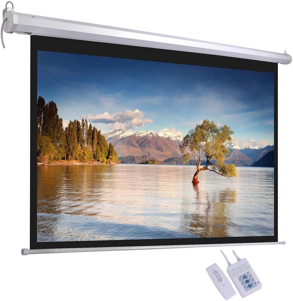 DiscountSeller HD/3D Electric Motorised Projector Screen + Remote Control (72")-UK Shipping Only