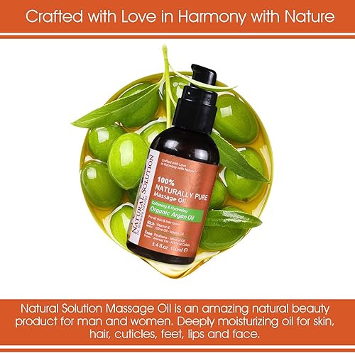 Miniatura 9 de Natural Solution Aceite de masaje 100% naturalmente puro, para masaje relajante de aromaterapia, aceite de argán orgánico, aceite de jojoba y aceite