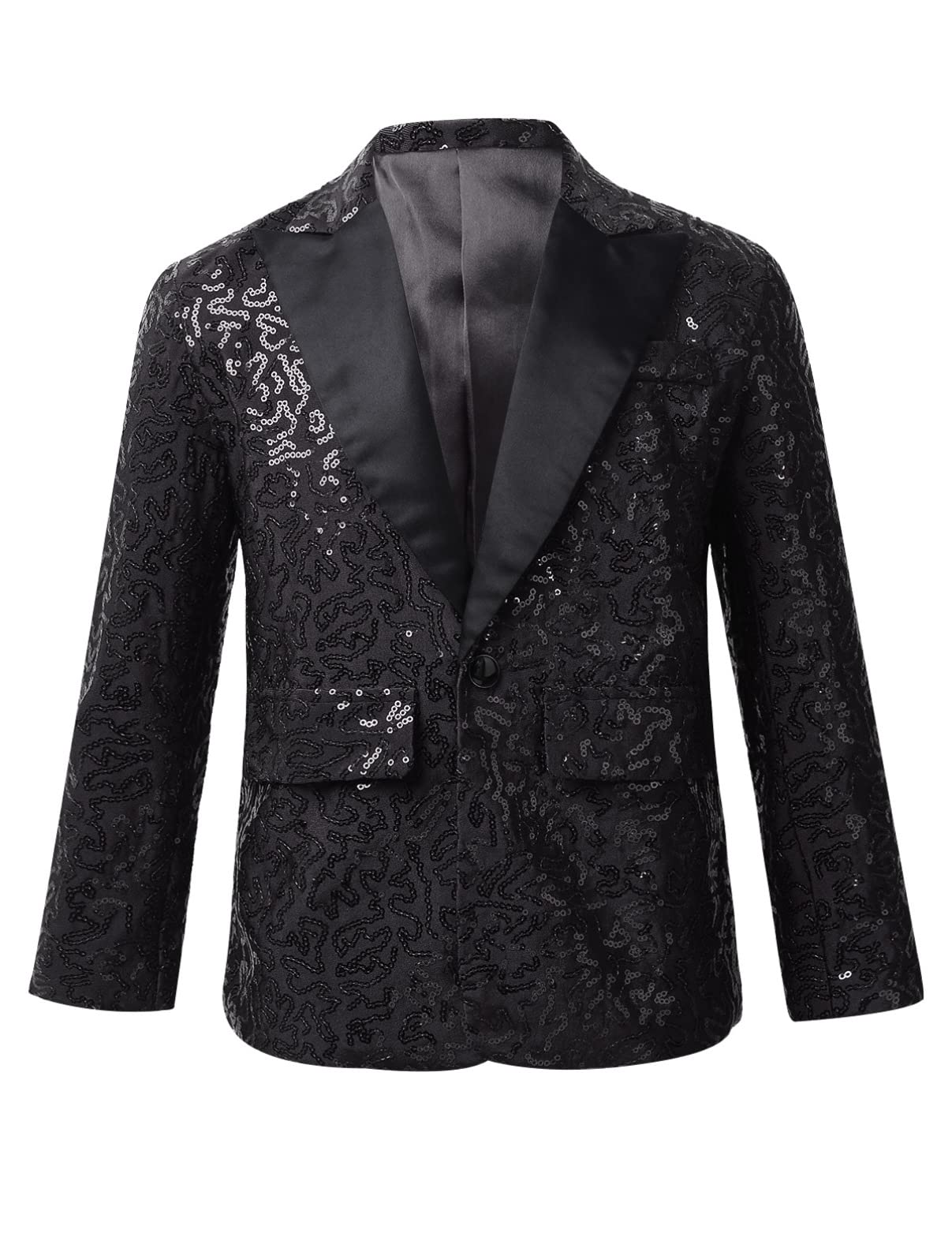 inhzoy Enfant Garçon Costume Paillette de Mariage Manches Longues Élégant Sequin Blazer Vestons Smoking Banquet Party Formal Gentleman Brillant Costume