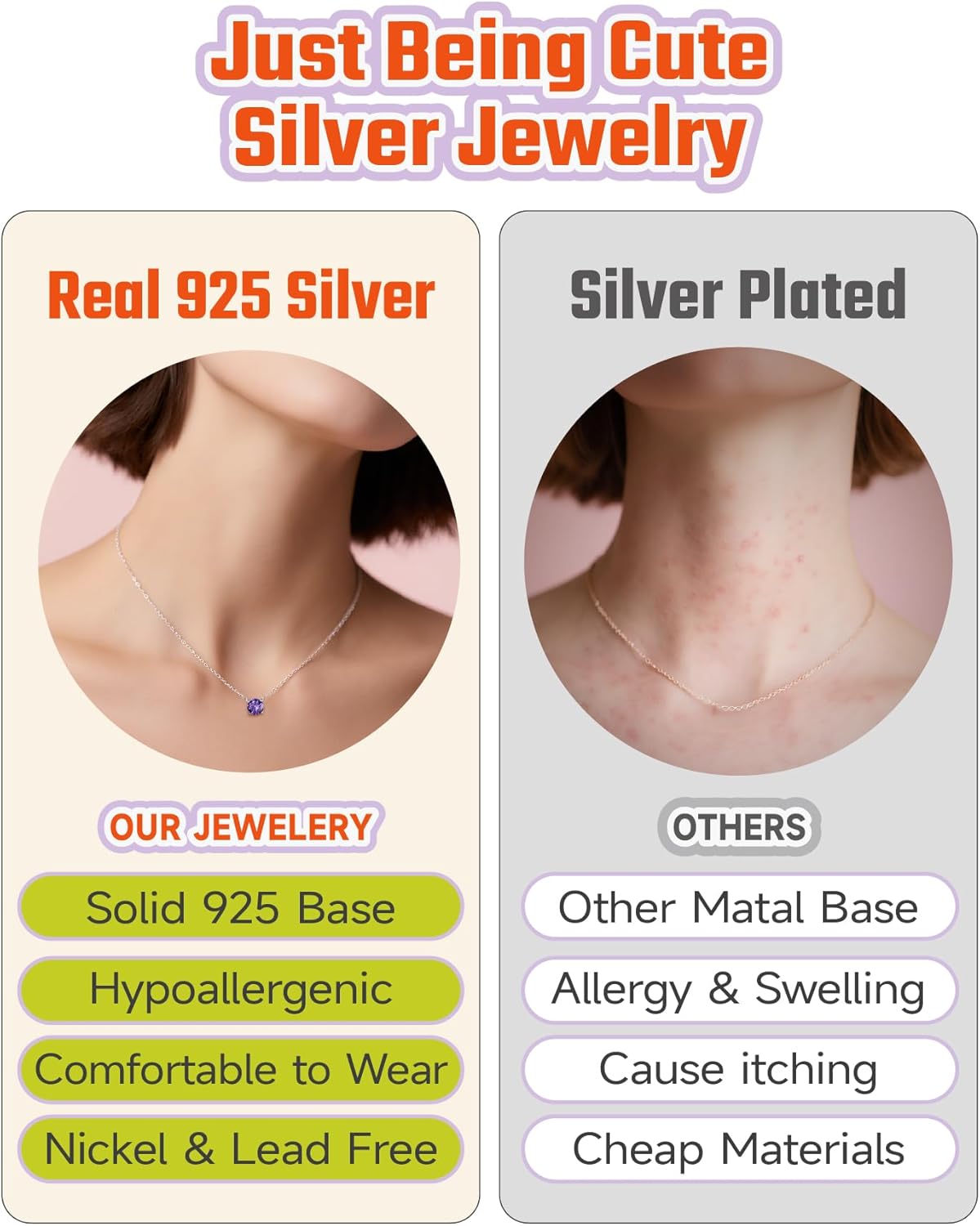 14K Gold Plated Crystal Solitaire 1.0 Carat(6.5mm) Birthstone Pendant Cubic Zirconia Necklace, Dainty Sterling Silver Necklace for Women, Birthday Mother's Day Gifts - Image 4